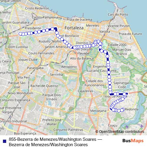 855-Bezerra de Menezes/Washington Soares bus Line Map