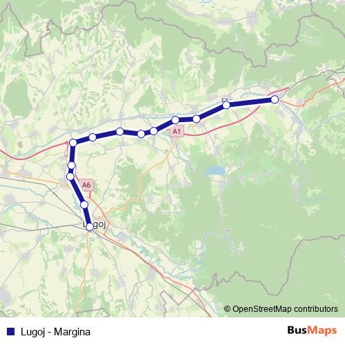 Lugoj - Margina rail Line Map