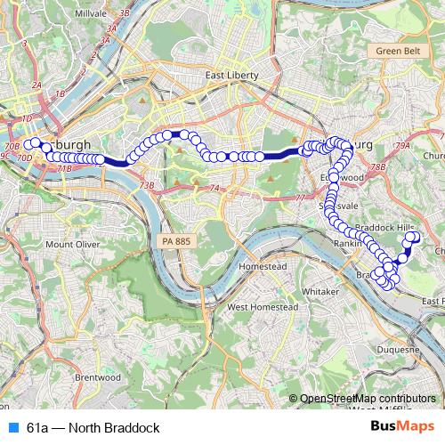 61a bus Line Map