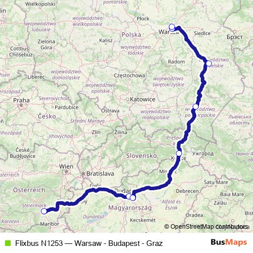 Flixbus N1253 bus Line Map