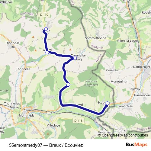 55emontmedy07 bus Line Map