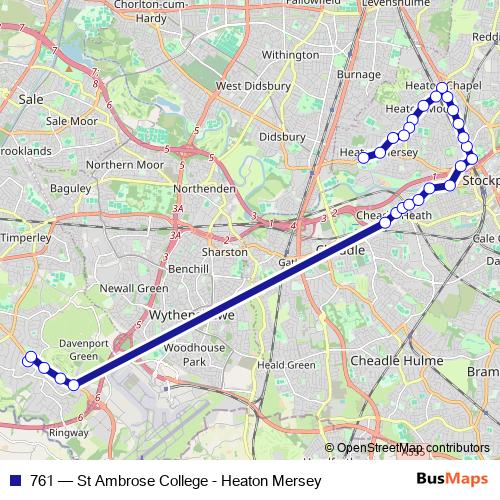 761 bus Line Map