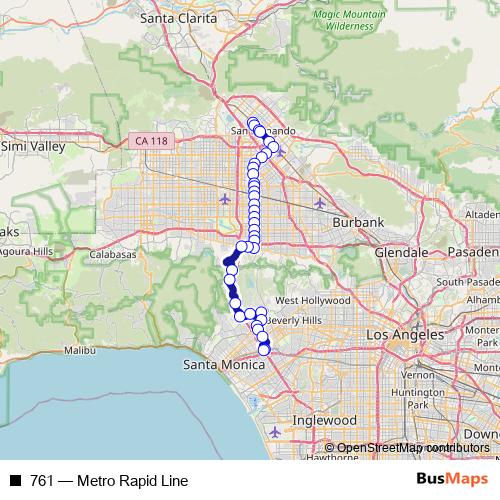 761 bus Line Map