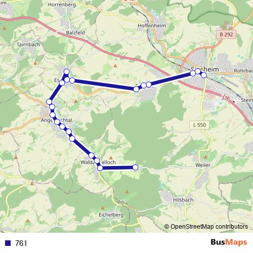 761 bus Line Map