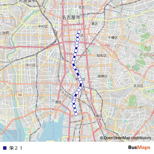 栄２１ bus Line Map
