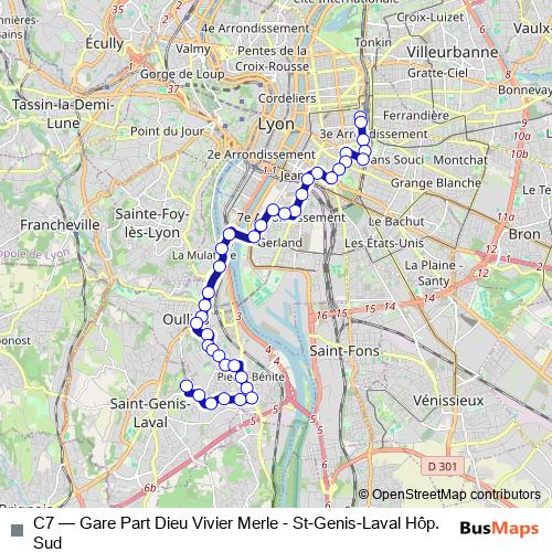 C7 trolleybus Line Map