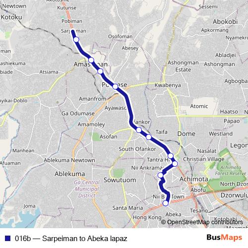 016b bus Line Map