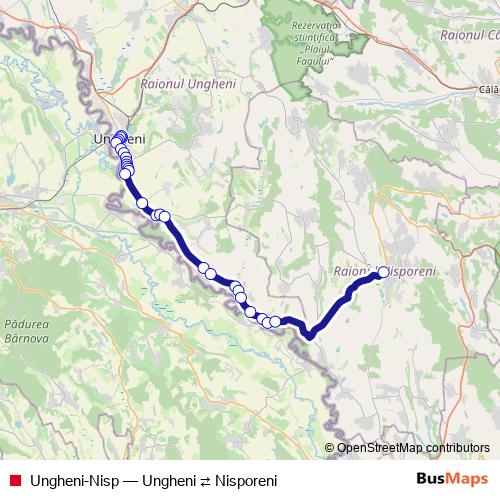 Ungheni-Nisp bus Line Map