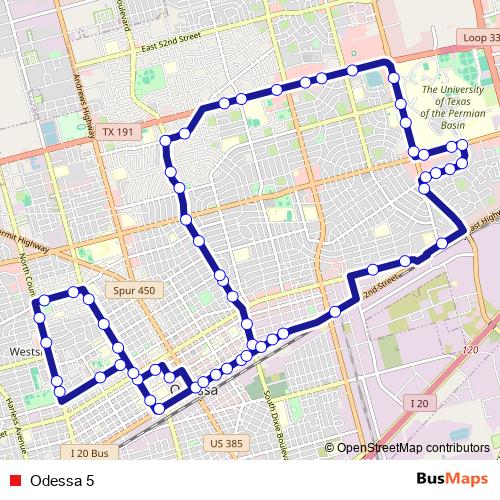 Odessa 5 bus Line Map