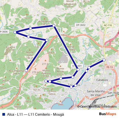 Alsa - L11 bus Line Map