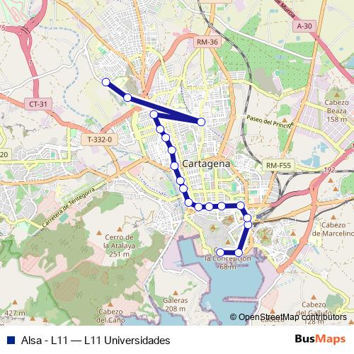 Alsa - L11 bus Line Map