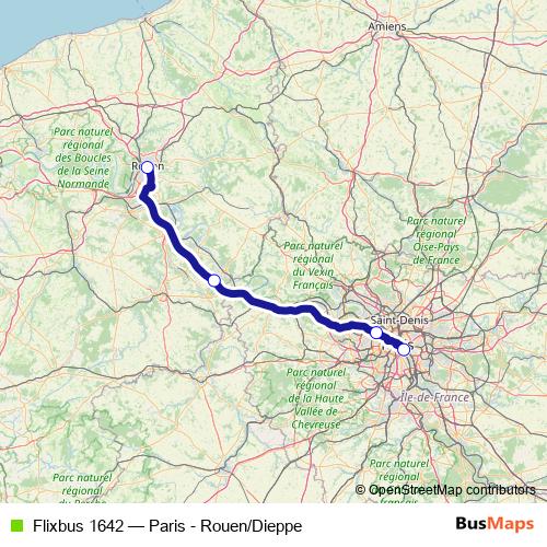 Flixbus 1642 bus Line Map