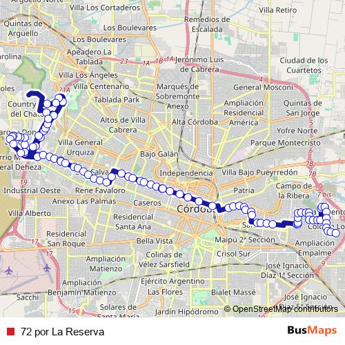 72 por La Reserva bus Line Map
