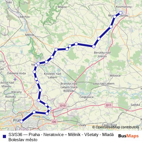 S3/S36 rail Line Map