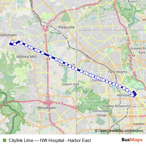 Citylink Lime bus Line Map