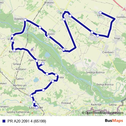PR A20 2091 4 (65199) bus Line Map