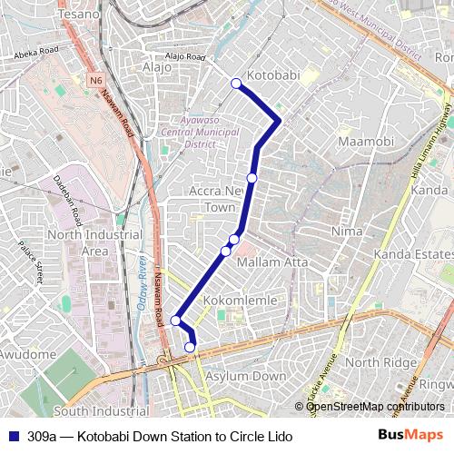 309a bus Line Map