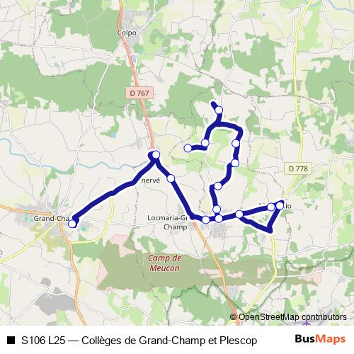 S106 L25 bus Line Map