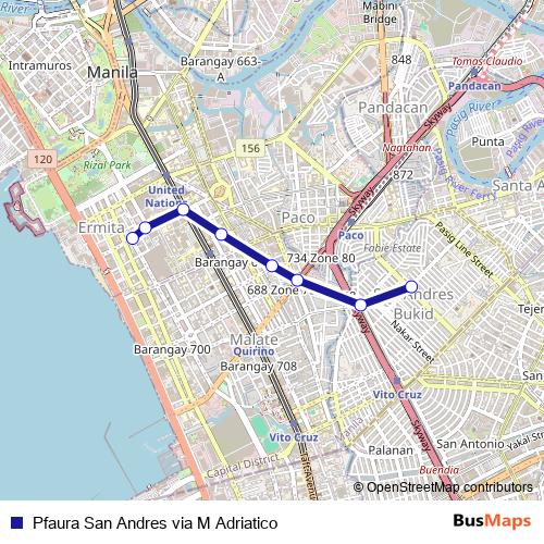 Pfaura San Andres via M Adriatico bus Line Map