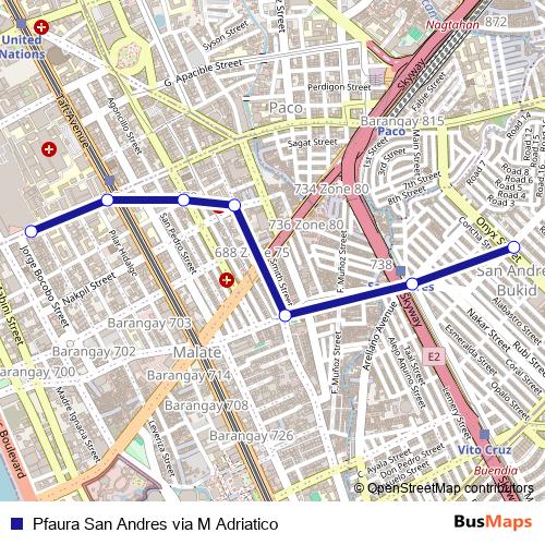 Pfaura San Andres via M Adriatico bus Line Map
