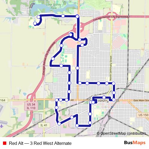 Red Alt bus Line Map