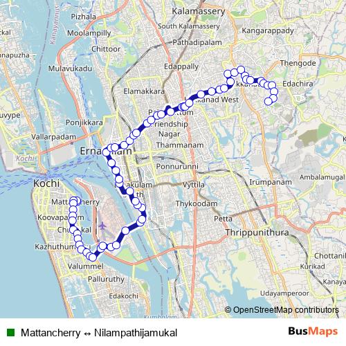 Mattancherry ↔ Nilampathijamukal bus Line Map