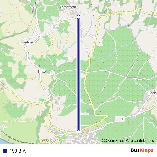 199 B A bus Line Map