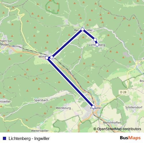Lichtenberg - Ingwiller bus Line Map