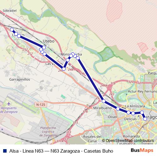 Alsa - Linea N63 bus Line Map