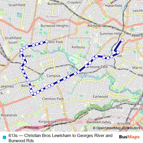 613s bus Line Map