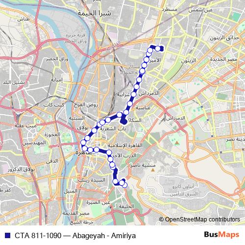 CTA 811-1090 bus Line Map
