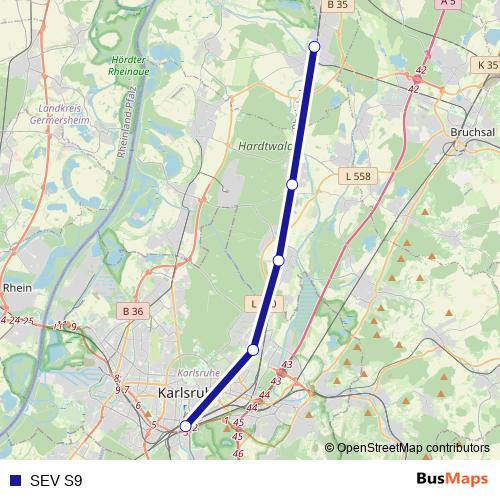 SEV S9 rail Line Map