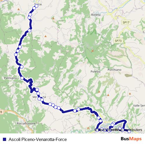 Ascoli Piceno-Venarotta-Force bus Line Map