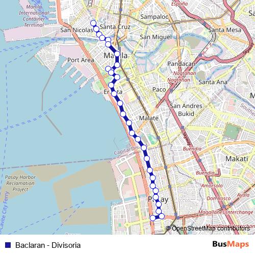 Baclaran - Divisoria bus Line Map
