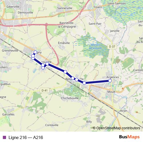 Ligne 216 bus Line Map
