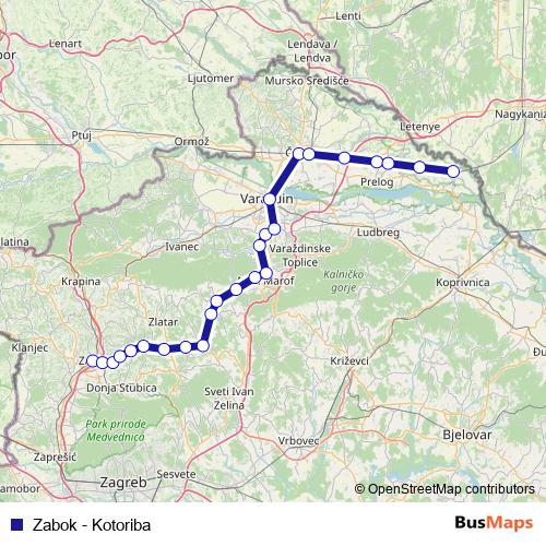 Zabok - Kotoriba rail Line Map