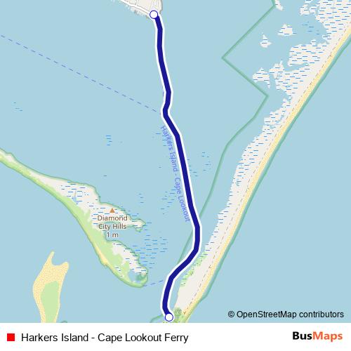 Harkers Island - Cape Lookout Ferry ferry Line Map