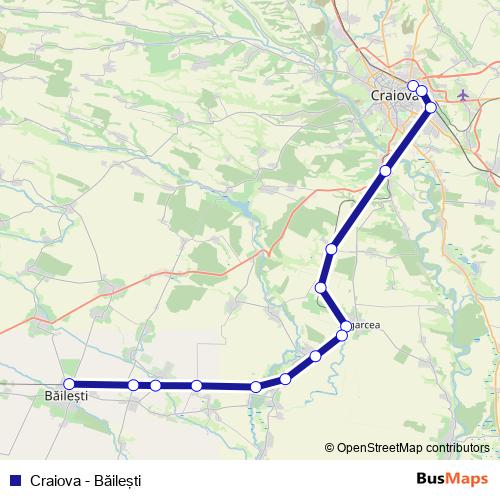 Craiova - Băileşti rail Line Map