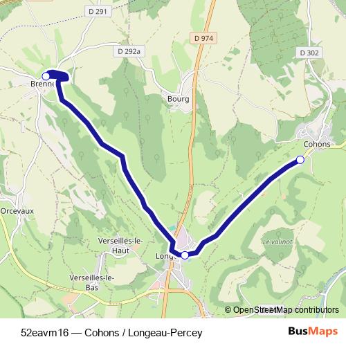 52eavm16 bus Line Map