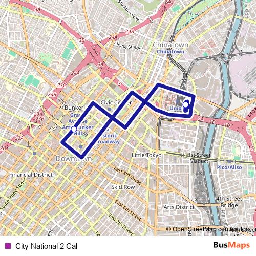 City National 2 Cal bus Line Map