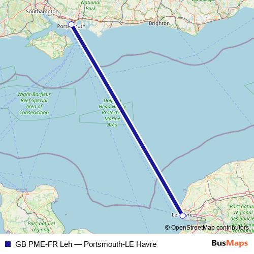 GB PME-FR Leh ferry Line Map