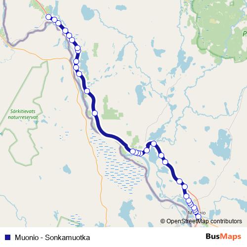 Muonio - Sonkamuotka bus Line Map