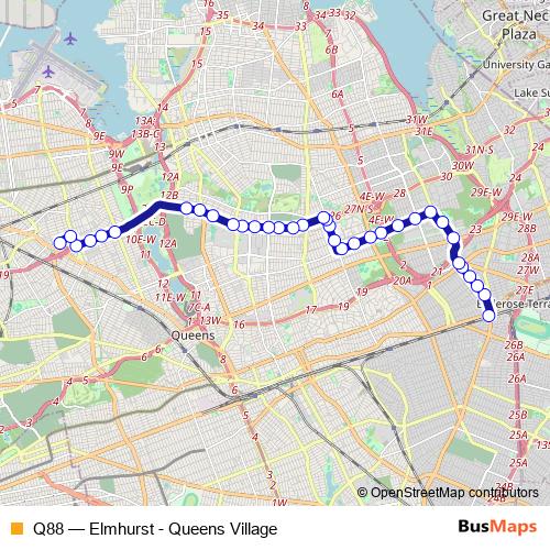 Q88 bus Line Map