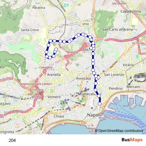 204 trolleybus Line Map