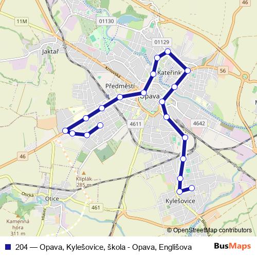 204 trolleybus Line Map