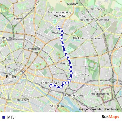 M13 tram Line Map