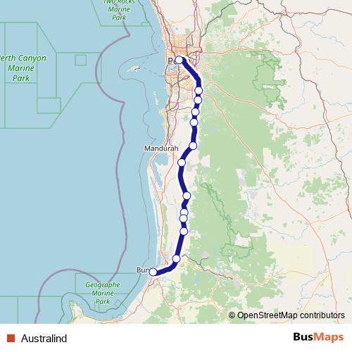 Australind rail Line Map