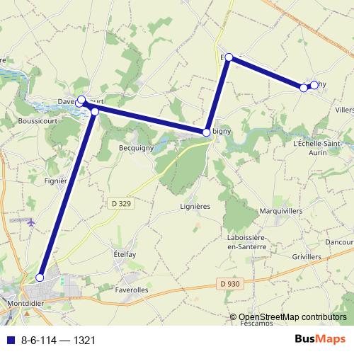 8-6-114 bus Line Map