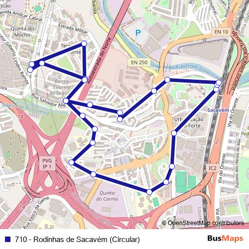 710 - Rodinhas de Sacavém (Circular) bus Line Map
