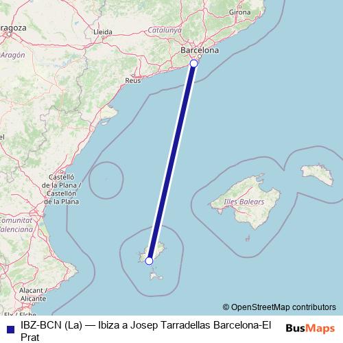 IBZ-BCN (La) air Line Map